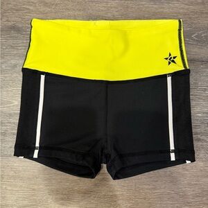 Cheer athletics girls Black and Yellow Athletic Shorts youth medium. NWOT
